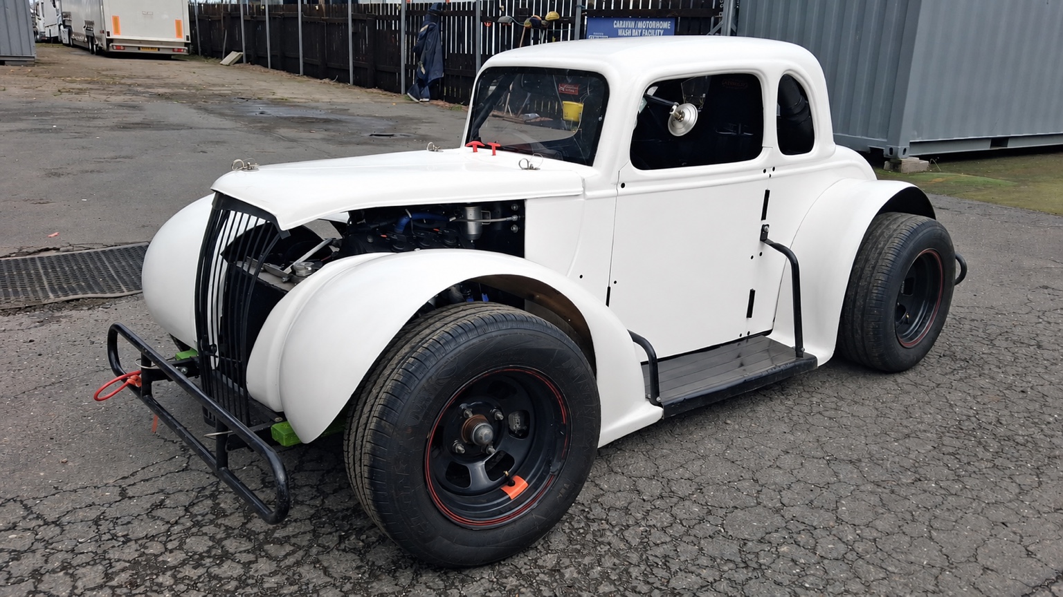 White Legends car ready for preparation